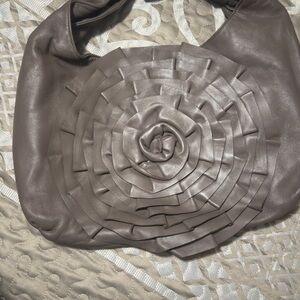 Elegant Gray Leather Handbag